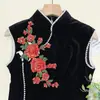 Parche de Tela Bordado con Lentejuelas de Flor Tridimensional Decoración Hecha a Mano para Ropa, Bolsos, Cheongsam, Accesorios Negros de Nuevo Estilo Chino