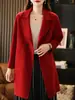 Abrigo de Lana Estilo Nuevo 2026 para Mujer, Longitud Media, Estilo Coreano, Abrigo de Lana Holgado Casual Doble Cara, Chaqueta de Color Sólido