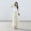 Pantalones Rectos Sueltos de Estilo Nuevo en 2 Colores Estilo Retro Americano Versátiles de Verano Pantalones Cargo Multibolsillos Jeans Acortados para Mujer