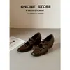 Versão em Couro de Vaca~Novo Estilo Pele de Ovelha de Primeira Camada Francês Silencioso Retro Laço Bico Quadrado Mary Jane Primavera Sapatos de Salto Alto