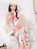 Vestido Estampado Plisado Miyake, Estilo Nuevo, Elegante Talla Grande para el Trabajo, Vestido Camisero sin Mangas Fluido