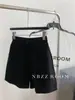 80% Algodão Estilo Coreano Bf Cintura Alta Roupa de Trabalho Um Botão Cor Pura Shorts Feminino Solto Redutor de Idade Perna Larga Hot Pants Verão 2025