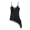 Europa Transfronteiriça INS Série de Roupas Femininas Renda Assimétrico Casual Alça Fina Vestido Mini