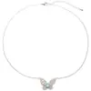 Collar con Colgante de Mariposa de Zirconia y Ópalo para Mujer Nuevo Elegante Moda Cadena para Clavícula Nicho Collar de Gama Alta Collar