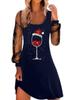 2023wish Estação Independente Amazon Outono Novo Vestido de Manga Longa Pulôver Estampado para Mulheres de Natal Taça de Vinho
