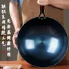 Wok Tradicional de Hierro Seleccionado Cuidadosamente con Acabado de Esmalte Azul, Utensilio de Cocina Redondo Antiguo, Engrosado para Uso en Estufa de Gas, Sin Recubrimiento, Listo para Usar