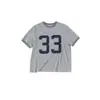 5307# Camiseta retro americana 33 apliques bordados hombro normal ajustada cuello redondo manga corta lavada y desgastada
