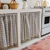 Cortina de gabinete pastoral estilo francés, cortina divisoria de cocina, cortina pequeña decorativa para casa de huéspedes, cortina de puerta para uso doméstico sin perforaciones