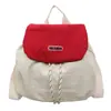 2026 Nuevo Estilo Versátil para Todas las Estaciones Casual Moda Simple Pequeña Mochila Color Bloqueo de Letras Cierre de Cordón Mochila para Mujer