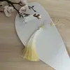 Kit de Materiales Hecho a Mano para Abanico Redondo de Seda con Accesorios de Estilo Tradicional, Piezas de Flor de Perla, Borlas y Pegamento