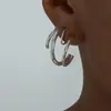 Brinco de Clipe Europeu e Americano Sem Furos na Orelha Design Simples Exagerado Geométrico Irregular Simétrico em Forma de C Aço Titânio Banhado a Ouro 18K