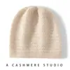 Nuevo Gorro de Moda Versátil de Punto para Otoño e Invierno con 35% Cachemir, Cálido Gorro de Cachemir de Punto Acanalado de Color Sólido
