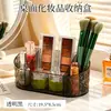 Caixa de armazenamento de cosméticos transparente em acrílico para mesa, organizador de penteadeira de luxo leve, porta-pincéis de maquiagem e canetas para armazenamento e organização