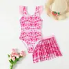Traje de baño de dos piezas para niña con estampado de escamas de pez, nuevo estilo, traje de baño infantil tipo falda para aguas termales, venta al por mayor de fábrica