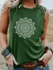Camiseta sin mangas con estampado floral en blanco y negro, nuevo estilo europeo y americano