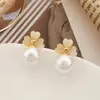 Pendientes de Ojo de Gato y Trébol con Perlas, Aguja de Plata de Ley 925, Pendientes de Flor Verde, Pendientes de Alta Gama, Joyería de Moda