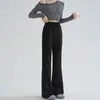 [Processamento Personalizado] Calça Bootcut de Tecido Air Layer Feminina Outono 2025 Cintura Alta Casual Calça Jogger Perna Larga Estilo Americano Caimento