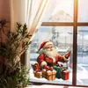 Varias pegatinas electrostáticas para ventana con temática de bolsas de regalo de Papá Noel de Navidad para decoración del hogar, pegatinas de cristal visibles por ambos lados