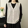 2026 Nuevo Chaleco de Punto sin Mangas con Escote en V Hueco para Primavera y Otoño para Mujer, Ropa Exterior Holgada Versátil