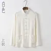 Camisa Fina de Manga Longa Primavera e Verão Traje Tang Masculino Algodão Bambu Linho Casual Retro Estilo Nacional Kung Fu Tai Chi Traje de Chá