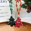 Cadena para Teléfono Móvil de Árbol de Navidad Atmosférico Colgante Personalizado Hecho a Mano con Perlas de Diamante Completo Regalo de Navidad Accesorio Versátil Llavero