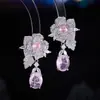 Pendientes de flor de circón lujosos de estilo vintage europeo y americano con un tacto de alta gama, finamente elaborados con pasadores de plata 925, pendientes de joyería para mujer