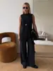 Conjunto de Chaleco y Pantalón Largo Transfronterizo Estilo Europeo y Americano Primavera/Verano 2026 Nuevo Ropa de Casa para Mujer Chaleco sin Mangas Pantalón de Pierna Ancha Conjunto Casual