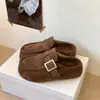 Zapatos Birkenstock de Terciopelo Plus para Otoño e Invierno, Zapatos Mula Retro de Hebilla Cuadrada para Mujer, Marrón Caqui Camello, Zapatos de Algodón Cómodos para Ponerse Fácilmente
