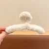 Presilha de cabelo de pelúcia cor de café estilo coreano, um acessório de cabelo sofisticado e versátil para mulheres, tamanho grande, realça o volume do cabelo, estilo presilha de tubarão