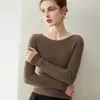 Suéter de cachemira 100% pura para otoño e invierno para mujer, tejido de punto básico sin costuras, cuello en V acanalado, corte ajustado