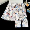 Conjunto de Pijama Masculino Primavera e Outono 2026 Novo Seda de Gelo Manga Longa Roupa de Casa para Meninos Médios e Grandes Fino Conjunto de Ar Condicionado
