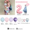 Reina de Hielo Aisha Princesa Copo de Nieve Temática Aluminio Mucca Morado Azul Columna de Globos de Látex Traje Montaje