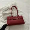 Bolso de Hombro Único Baguette con Correa de Cuero Textura Cuero de Aceite y Cera Retro Color Sólido para Mujer 2026 Nueva Moda de Primavera Bolso Tote de Gran Capacidad