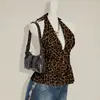 Top de tirantes con cuello halter de lunares transfronterizo con pliegues para ceñir la cintura, adelgazante, sexy estilo de deseo puro de verano, top sin mangas con espalda descubierta para mujer
