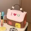 Linda Casa Pequeña Bloque de Color Bolsa de Cosméticos de Mano de Gran Capacidad, Compartimento Impermeable Bolsa Portátil de Almacenamiento para Cuidado de la Piel Bolsa de Aseo de Viaje
