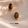 Aretes ovalados retro vintage europeos y americanos de piedra natural, aretes de temperamento irregular, aretes clásicos estilo pequeño fragante para mujer