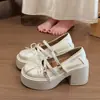 Novos Sapatos Mary Jane da Moda 2026 para Mulheres Baixas, Confortáveis e Versáteis, Boca Rasa, Salto Grosso, Sola Macia, Sola Grossa que Aumenta a Altura