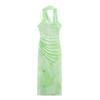 Exportação Transfronteiriça Roupas Femininas Verão 2025 Novo Estilo Europeu e Americano Lenço de Tule Estampado Vestido Midi 8220112