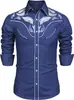 Moda Masculina Transfronteriza Nueva Camisa Estampada Estilo Oeste Americano Camisa Suelta de Manga Larga Estampada