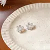 Pendientes de flor 3D de circonita cúbica de lujo ligero estilo francés, un collar de nicho y sofisticado, y un conjunto de joyería de moda y versátil para mujer