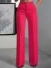 Pantalones de traje casual de pierna recta adelgazantes de cintura alta para mujer de talla grande, nuevos, de estilo europeo y americano, transfronterizos, simples, para 2026