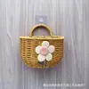 Cesta de Armazenamento Tecida de Rattan Sintético Prateleira de Armazenamento Decoração de Cozinha Banheiro Cesta de Parede para Flores Armazenamento Cesta de Lavar Cesta de Parede para Gengibre e Alho