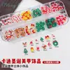 Desenho Animado de Natal Decorações 3D para Unhas Árvore de Natal Velho Rena Guirlanda Sinos Acessórios de Resina para DIY de Natal