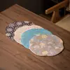 Alfombrilla de Té Bordada en Brocado Dinastías Tang y Song con Brillo Dorado, Alfombrilla de Mesa de Lujo Ligero Inspirada en Zen de Doble Cara, Alfombrilla para Tetera, Alfombrilla de Tela Hecha a Mano