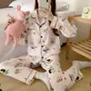 2026 Nuevo Popular Set de Pijama Dulce de Algodón Nube para Niñas de Primavera y Verano, Conjunto de Dos Piezas de Ropa de Casa de Manga Larga y Pantalón Largo