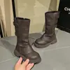 Botas Martin para Niñas 2026 Otoño/Invierno Nuevo Estilo Botas de Algodón para Niños Mayores, Botas Largas Estilo Británico, Botas de Cuero de Suela Suave para Niñas