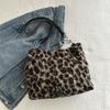 Moda Coreana Mao Mao Bolsa Grande Feminina 2025 Estilo Ocidental Moda Coreana Estampa de Leopardo Bolsa de Ombro de Mão Tote
