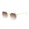 Gafas de sol metálicas sin montura europeas y americanas transfronterizas para mujer, gafas poligonales con un toque único de alta gama, protección UV, gafas de sol de moda