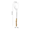 Conjunto de Utensílios de Cozinha Estilo Japonês com Cabo de Bambu e Aço Inoxidável: Colher de Sopa e Espátula para Uso Doméstico, Colher Furada, Espátula e Colher para Suprimentos de Restaurante e Hotel