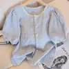 Camisas de Manga Curta de Verão de Alta Qualidade Estilo Francês, Novas Roupas Femininas, Tops de Moda de Luxo, Camisas Estilo Europeu